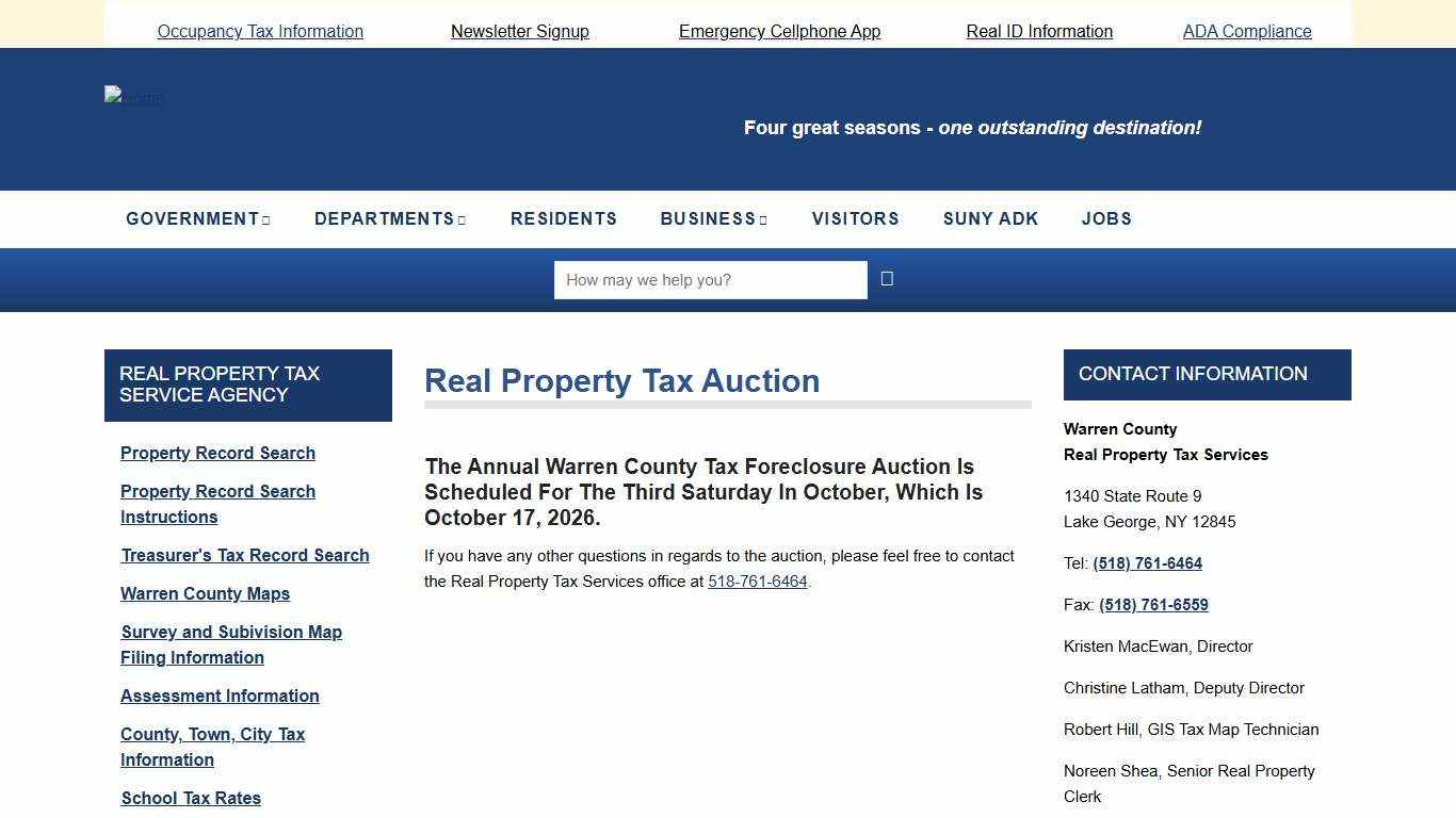 Real Property Tax Auction Warren County