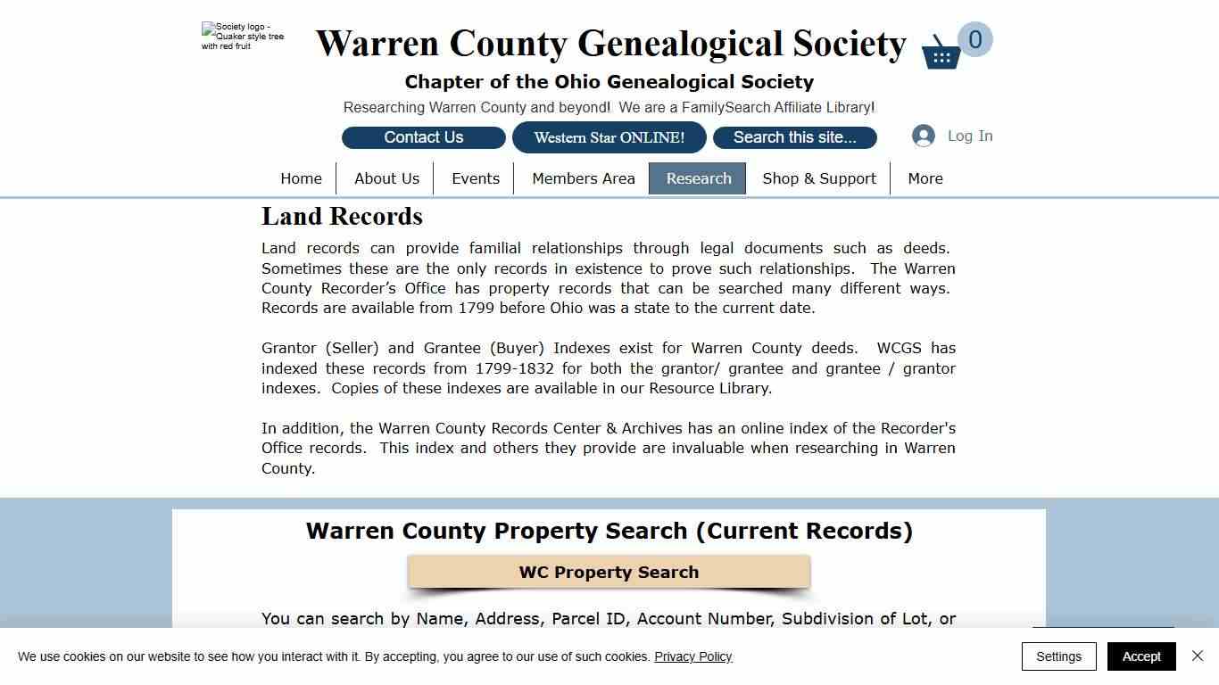 Land Records Warren County Genealogical Society, Lebanon, Ohio